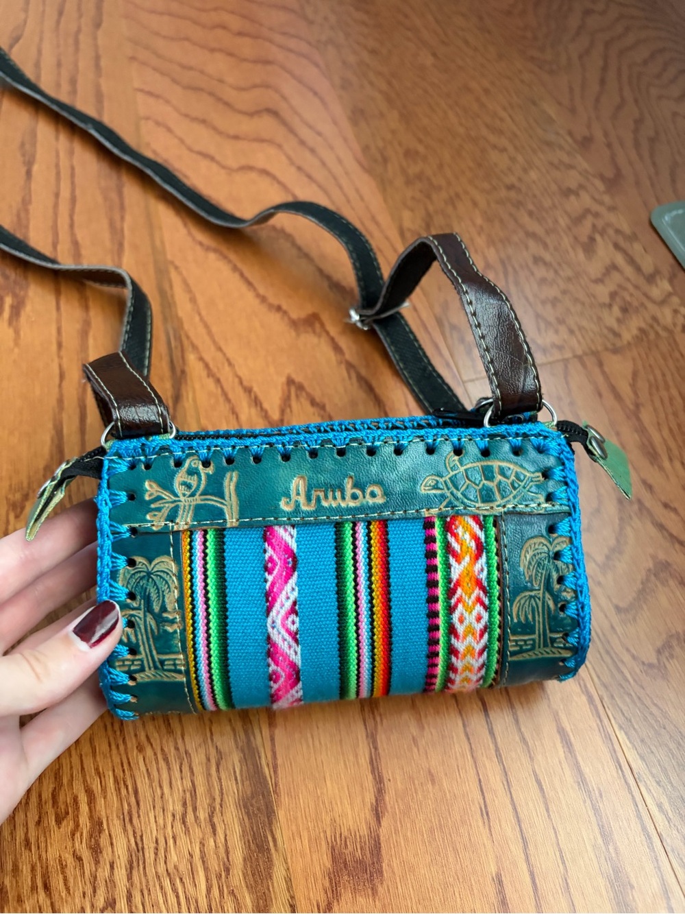 Teal Multicolor Boho Crossbody Aruba Bag